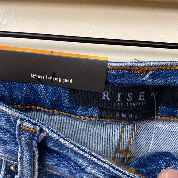 New! Risen Distressed Cuffed Jean Shorts - Picture 2 of 7